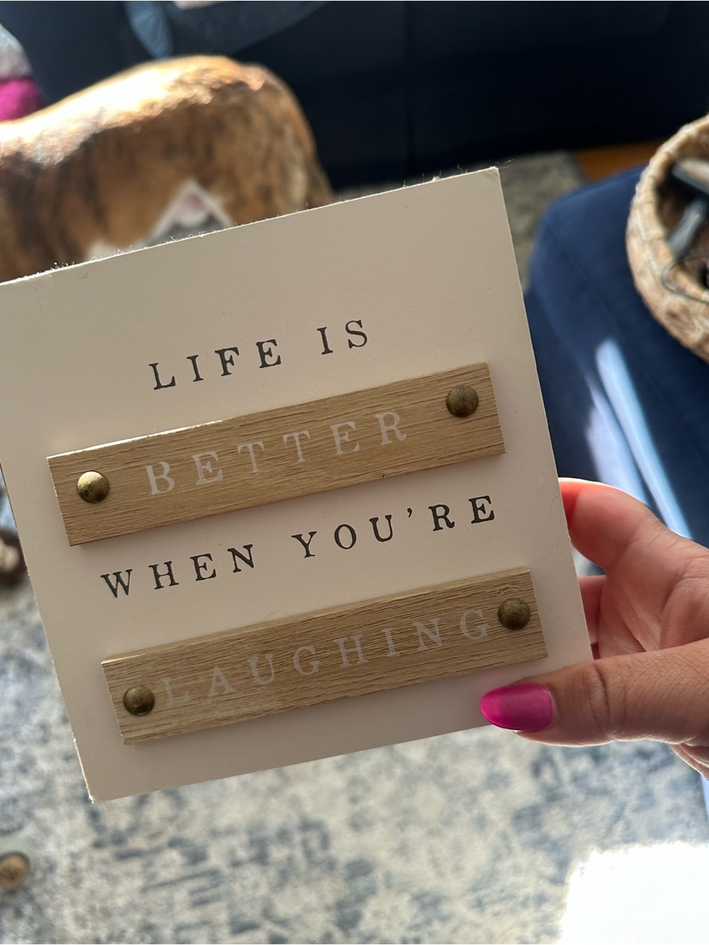 Life Is Better When You're Laughing Wall Plaque - White & Natural Wood